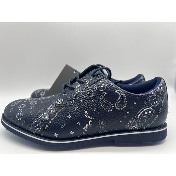 G/FORE Bandana Gallivanter Golf Shoes Navy Twilight Pebble Leather Size 7.5 - Picture 2 of 16
